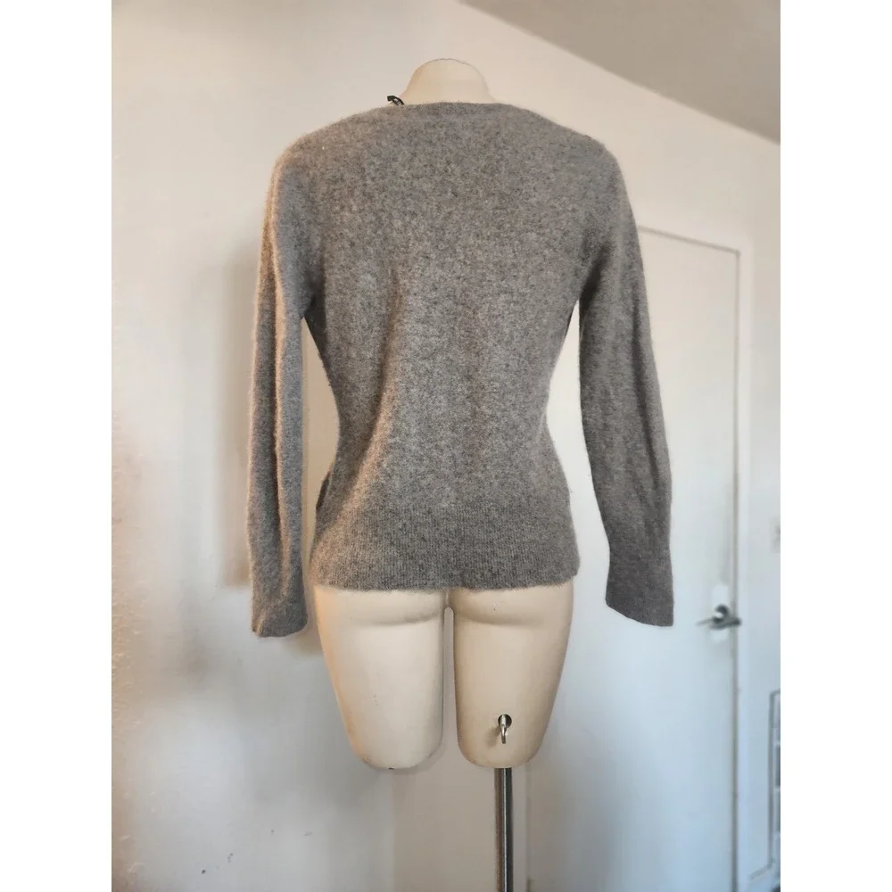Apt‎ 9 Womens XL 100% Cashmere Argyle V-Neck Sweater Grey Blue RN73277